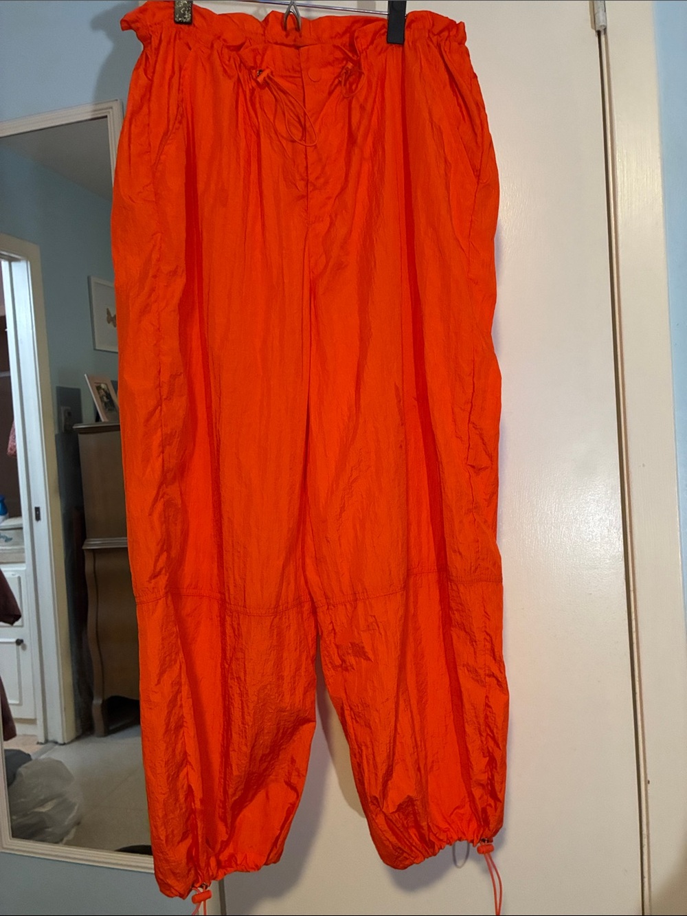 Unisex Orange Parachute Drawstring Jogger Pants